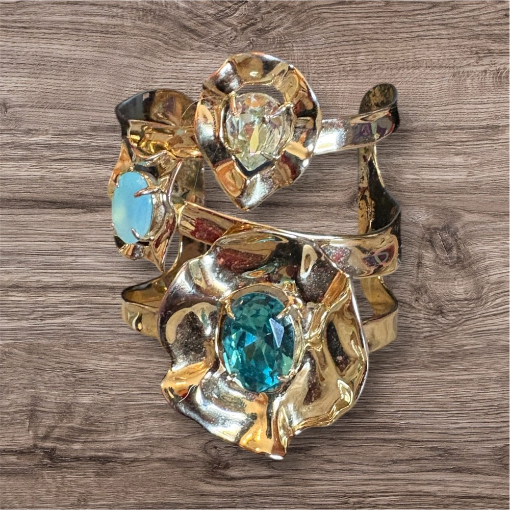 Alexis Bittar Gold Bracelet with Teal and Opal Accents
